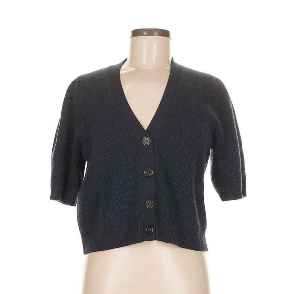 Sister Katie Cameron Short Sleeved Cashmere Cardigan Navy Blue Medium - Picture 2 of 4